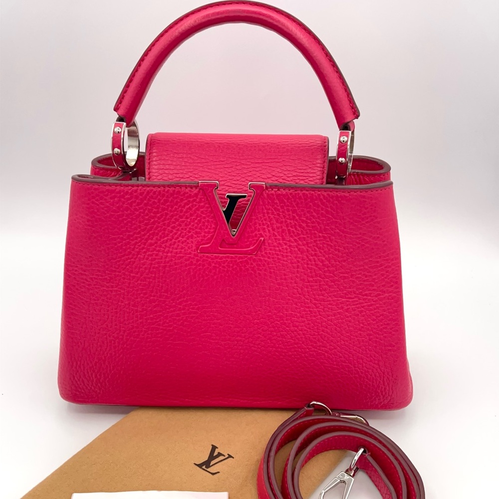 Louis Vuitton Capucines BB in Fuchsia!💖 w/dust bag, strap, and Entrupy COA